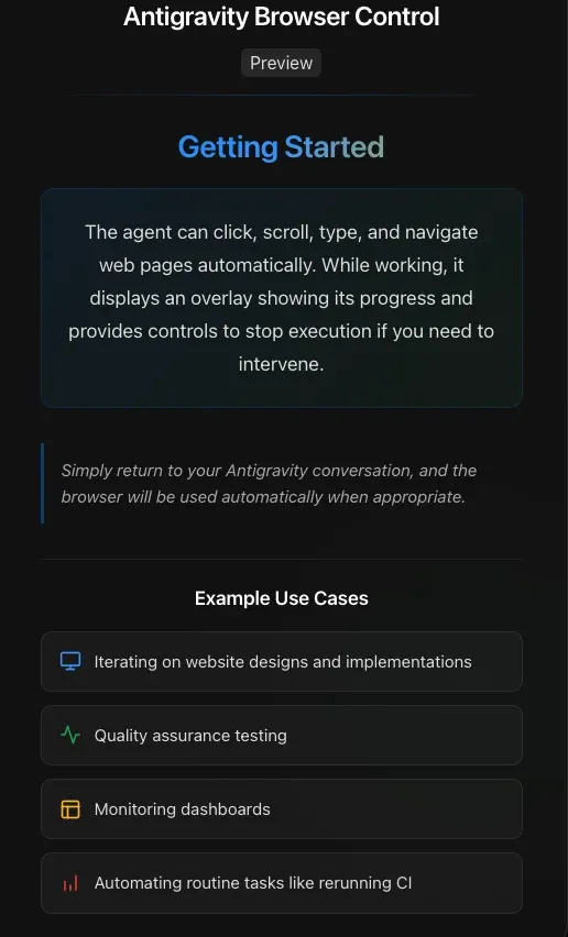 浏览器插件 Antigravity Browser Control