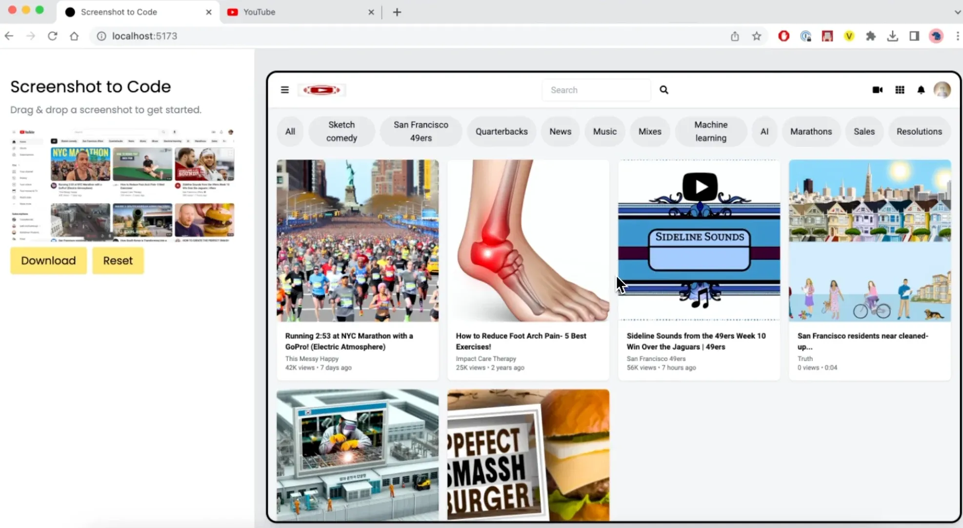 Screenshot to Code效果